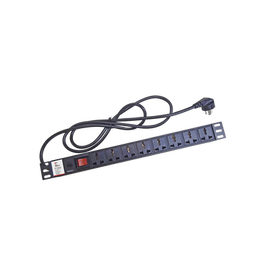 Protector de 120 Vca con 8 contactos de alimentación en color negro para aplicaciones en Rack