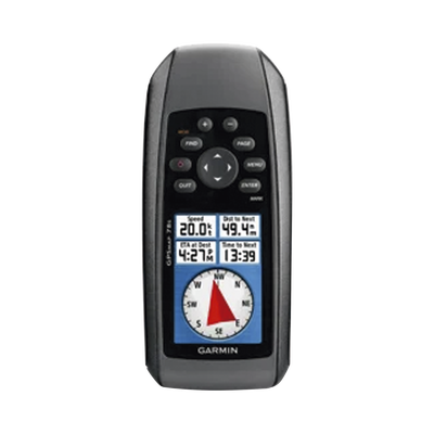 GPS portátil GPSMAP 78S con memoria interna de 1.7 GB, soporta un almacenamiento interno de hasta 2000  puntos de interés, incluye sensor de altímetro barométrico y brújula.