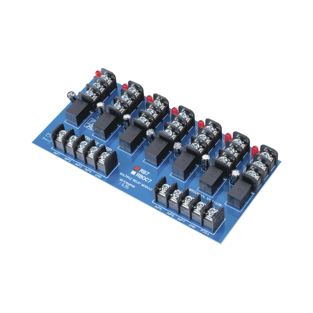 Módulo de 7 Relevadores y/o 7 triggers independientes, ultra sensible,  con voltaje de entrada de 12 o 24 Vcd