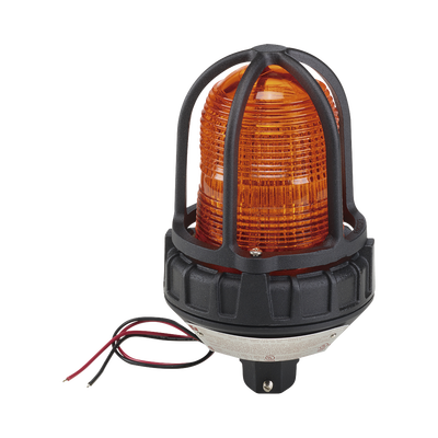 Luz estroboscópica para ubicaciónes peligrosas,  montaje tipo tubo, 12-24 VCD, color Ámbar