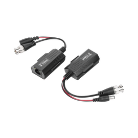 Kit de transceptores activos con conector para alimentación (12V/24VCD/AC) TurboHD para aplicaciones de video por UTP Cat5e/6 en HD. Distancia de hasta 200 m en 4K