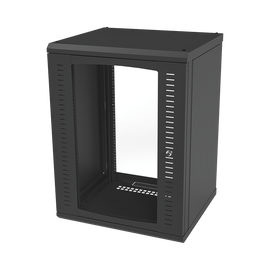 Gabinete para Montaje en Pared, Puerta de Cristal Templado, Cuerpo Fijo con Rack 19