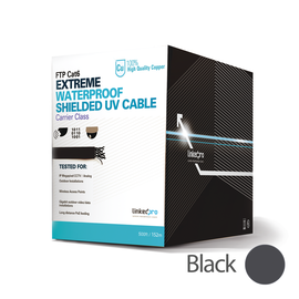 Bobina de 152.5 metros Cat6+ CALIBRE 23 Exterior Blindado tipo FTP Para Climas Extremos, UL para aplicaciones de video vigilancia y redes de datos. Para uso en Intemperie.