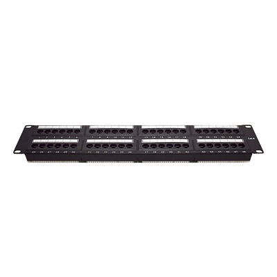 Panel de parcheo de impacto (110) UTP de 48 puertos Cat6, 19in, 2U, con barra para organizar cable Panel de parcheo de impacto (110) UTP de 48 puertos Cat6, 19in, 2U, con barra para organizar cable