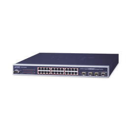 Switch Administrable L2+ de 24 puertos 10/100/1000T PoE+ con 4 puertos combo TP/SFP Gigabit