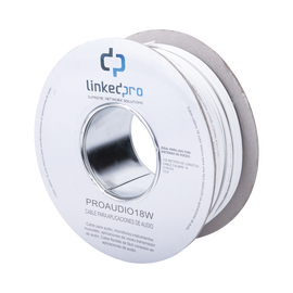 Bobina de 152 m para salidas de audio como bocinas, calibre 18 en 2 hilos de color blanco, Tipo CCA