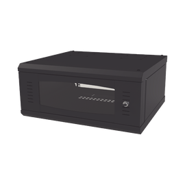 Gabinete de Montaje en Pared, Con Puerta de Cristal, Cuerpo Fijo con Rack, de 19in, 4UR, Color Negro