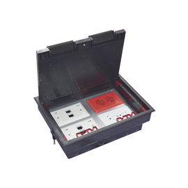 Caja de piso para cuatro módulos universales (Socket M4), para alimentación eléctrica y redes de datos (11000-43401) No incluye faceplates Caja de piso para cuatro módulos universales (Socket M4), para alimentación eléctrica y redes de datos (11000-43401) No incluye faceplates