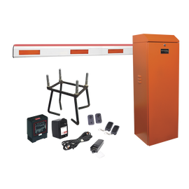 Kit COMPLETO Barrera Izquierda XB NARANJADA / 3M / Iluminacion LED Rojo-Verde / Incluye Sensor de masa, Transformador, Lazo, Ancla, Fotoceldas y 2 Controles Inalámbricos