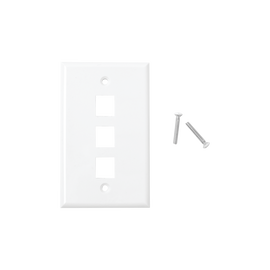 Placa de pared de 3 puertos, Keystone, Color Blanco