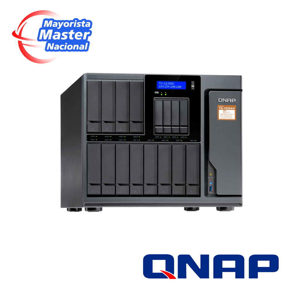 QNAP SMB STORAGE TS-1635AX-8G-US TS-1635AX (8GB RAM VERSION) 12+4 BAY HIGH-CAPACITY 10G NAS WITH AUTO DATA TIERING. MARVELL ARMADA 8040 QUAD-CORE 1.6GHZ, 8GB DDR4 RAM (MAX 16GB), SATA 6GB/S, 12X 3.5 QNAP SMB STORAGE TS-1635AX-8G-US TS-1635AX (8GB RAM VERSION) 12+4 BAY HIGH-CAPACITY 10G NAS WITH AUTO DATA TIERING. MARVELL ARMADA 8040 QUAD-CORE 1.6GHZ, 8GB DDR4 RAM (MAX 16GB), SATA 6GB/S, 12X 3.5