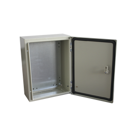 Gabinete de Acero IP66 Uso en Intemperie (300 x 400 x 200 mm) con Placa Trasera Interior y Compuerta Inferior Atornillable (Incluye Chapa y Llave).