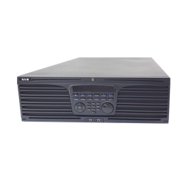 NVR Up to 64 IP Channels / H.265+ Video Compression / Recording up to 12MP / 16 hard drive slots