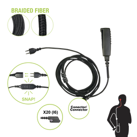 Cable para Micrófono audífono SNAP intercambiable con conector para Radios Icom IC-F3216/4261DS/DT, IC-F52D/62D, IC-F3400/4400DS/DT