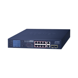 Switch PoE+ / distancia 250 metros / 8 puertos + 2 combo TP/SFP gigabit y pantalla LCD para monitoreo
