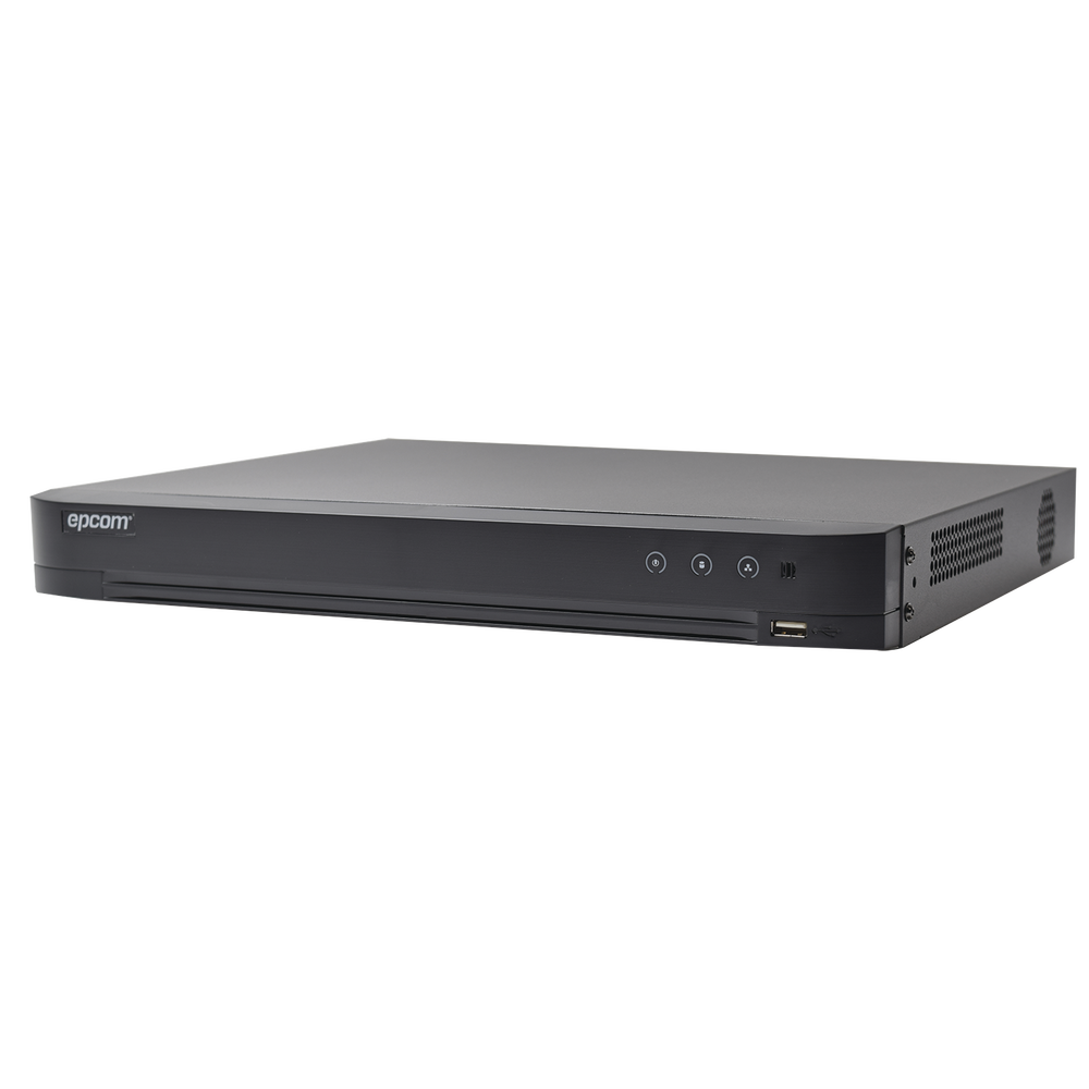 DVR 8 Megapixel / 16 Canales 4K TURBOHD + 16 Canales IP / 2 Bahía de Disco Duro / 4 Canales de Audio / 16 Entradas de alarma / Vídeoanálisis