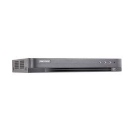 DVR 8 Megapixel / 8 Canales 4K TURBOHD + 8 Canales IP / 1 Bahía de Disco Duro / 4 Canales de Audio / Audio por coaxitron / 8 Entradas de alarma / Vídeoanálisis