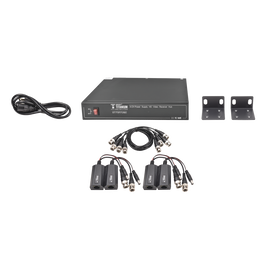 Kit de 4 canales de para transmisión de ALIMENTACION ( de 36 Vcd a 12Vcd )  y VIDEO (HD-TVI) a distancias de hasta 250 mts.