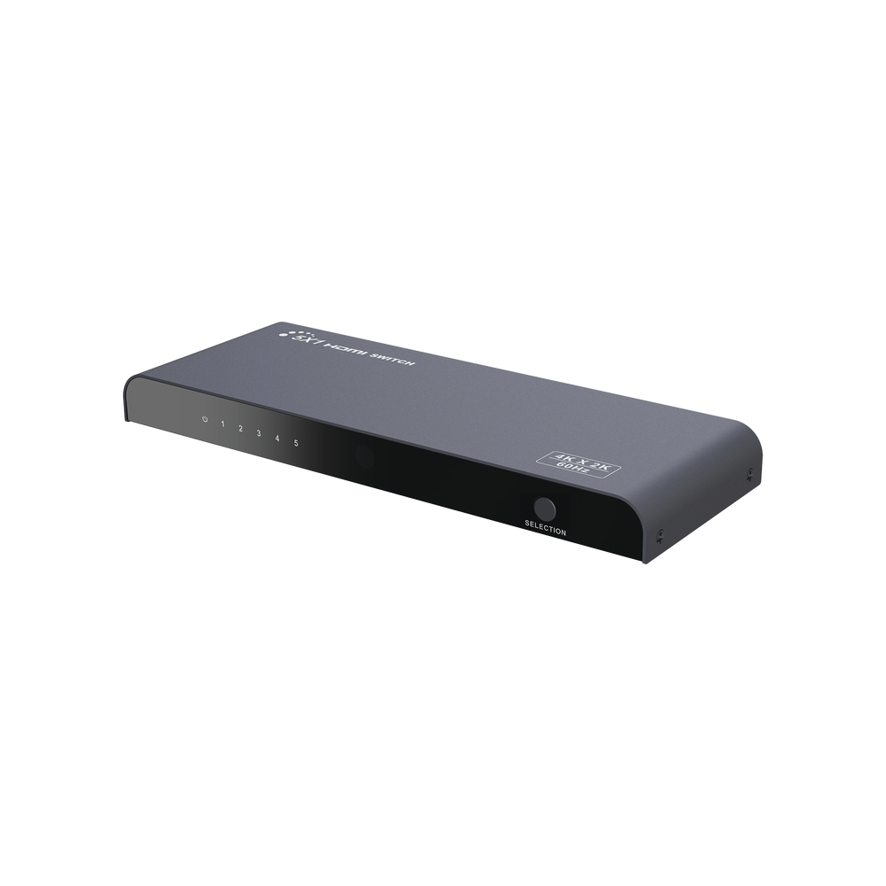 Switch distribuidor HDMI ( 5 entradas HDMI a 1 salida HDMI ); 4 K @ 60 Hz. Cambio manual o por control remoto