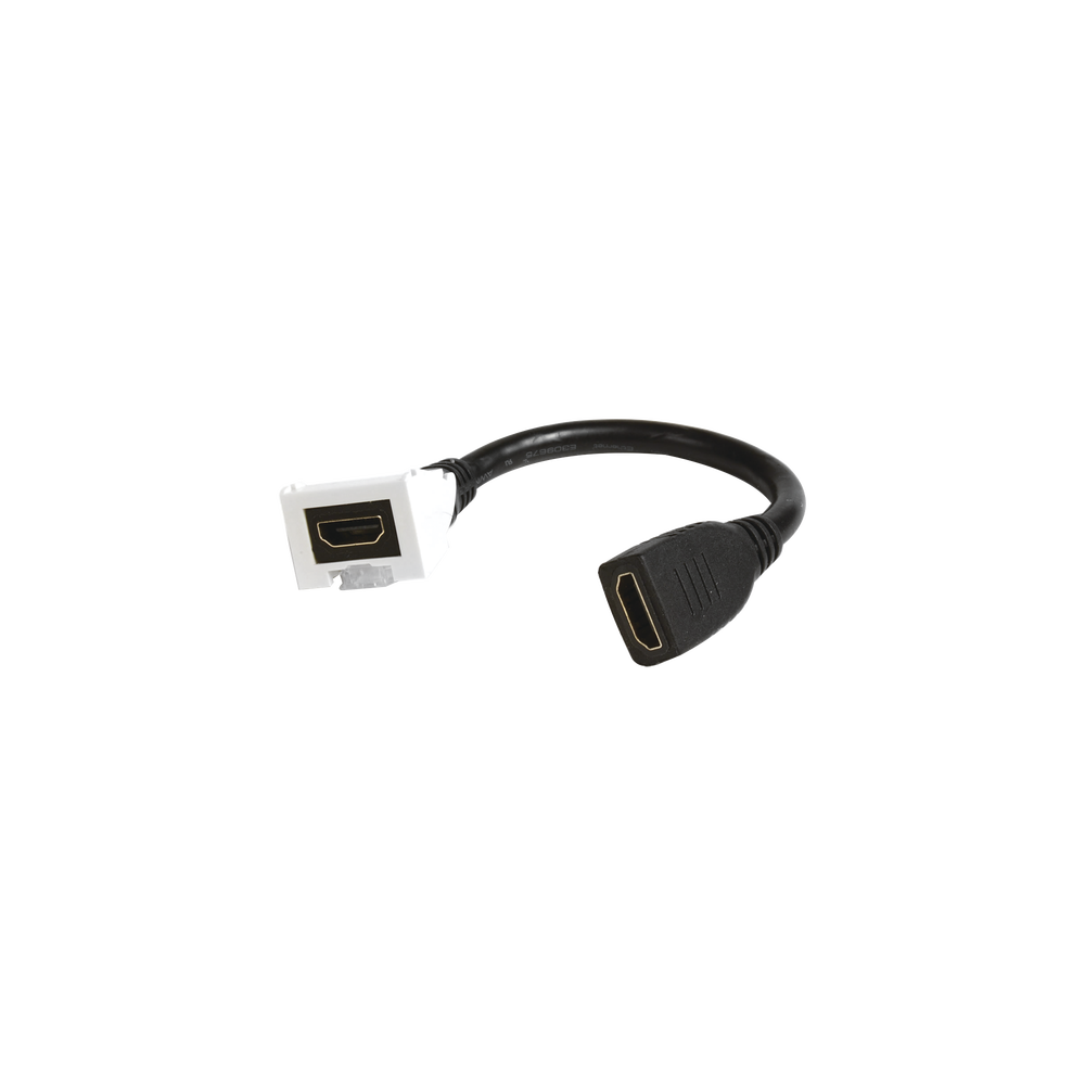 Adaptador HDMI con Pigtail Hembra-Hembra, Para vídeo 720 o 1080p, Compatible con Faceplates MAX Siemon de 2 salidas,  Color Blanco