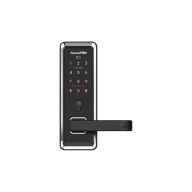 Cerradura inteligente con teclado Touch Screen, Apertura con tarjeta Mifare /Contraseña y Llave de emergencia de diseño compacto para puertas de perilla simple