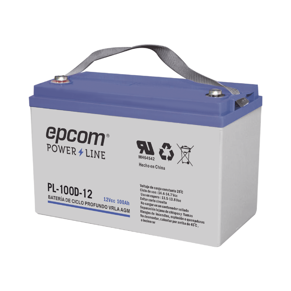 Acumulador EPCOM 12Vcd 100Ah Tecnología VRLA AGM Ciclo Profundo para Aplicaciones Fotovoltaicas