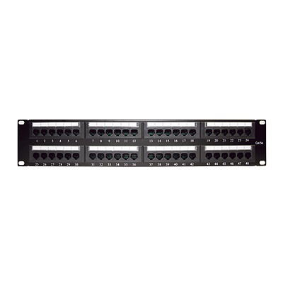 Panel de parcheo de impacto (110) UTP de 48 puertos Cat5e 19in, 2U con barra para organizar cable Panel de parcheo de impacto (110) UTP de 48 puertos Cat5e 19in, 2U con barra para organizar cable