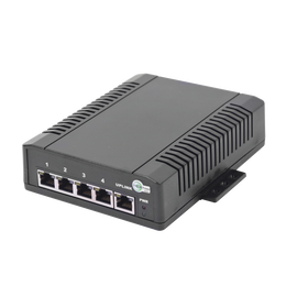 Switch para Aplicación Solar, 4 Puertos PoE 802.3 af/at 10/100/1000 Mbps y un Puerto de Datos, Entrada 12-24 VCD