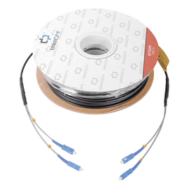 Carrete de fibra óptica monomodo con conectores SC-SC Duplex, reforzada con Kevlar, de 100 metros