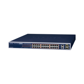 Switch administrable de 24 puertos 10/100TX PoE+ y 2 puertos combo TP/SFP Gigabit