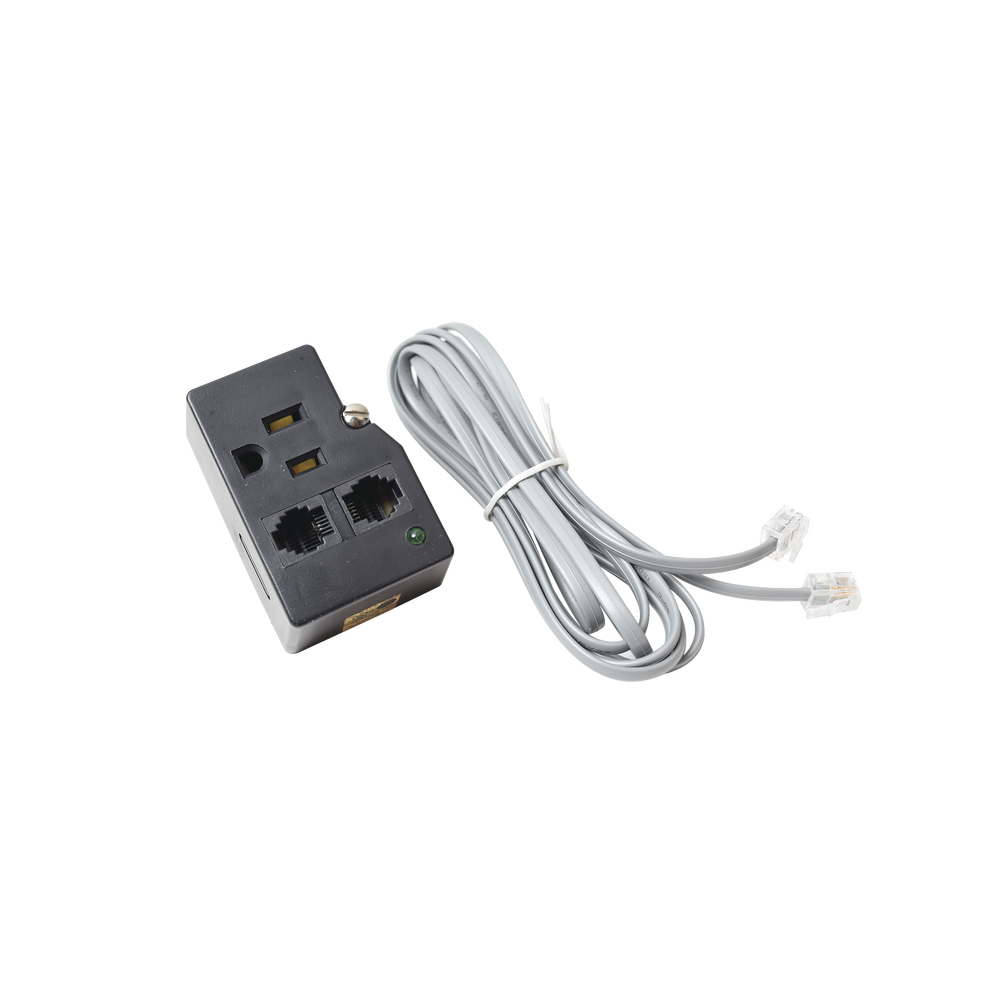 Protector para enchufe con salida única, circuito de 110 V/15 A, tornillo de retención, Telco RJ11 entrada/salida