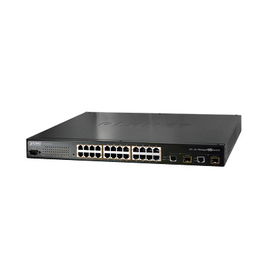 Switch PoE administrable L2 de 24 puertos PoE 802.3af a 10/100 Mbps + 2 puertos Gigabit/SFP Switch PoE administrable L2 de 24 puertos PoE 802.3af a 10/100 Mbps + 2 puertos Gigabit/SFP