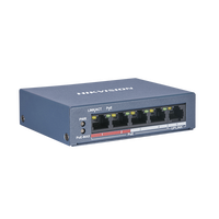 Hikvision Value Series DS-3E0105P-E/M - Conmutador - sin gestionar - 4 x 10/100 (PoE+) + 1 x 10/100 (enlace ascendente) - sobremesa - PoE+ (35 W) - alimentación cc