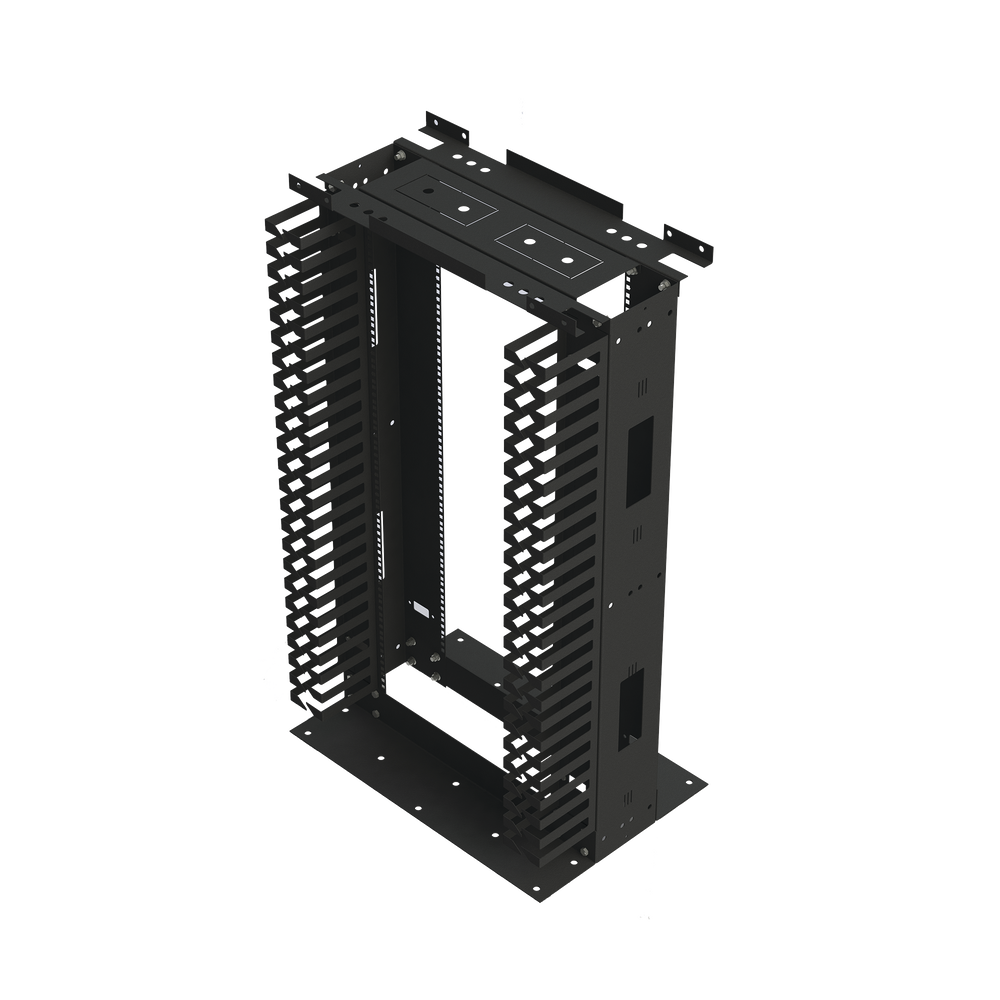 Rack de Acero de 4ft x 19in, 24UR con Organizadores Verticales Y Guía Superior para Cableado.