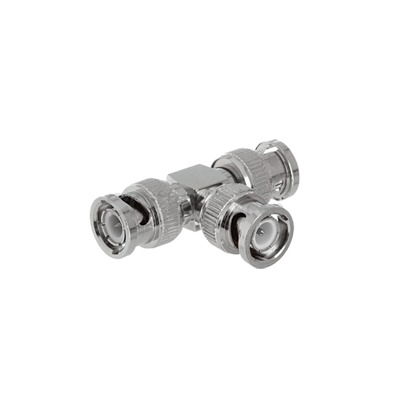Adaptador de Triple BNC macho para uso en sistemas de CCTV con cables RG-6 / RG-59, Niquel / Oro /Polipropileno. Adaptador de Triple BNC macho para uso en sistemas de CCTV con cables RG-6 / RG-59, Niquel / Oro /Polipropileno.