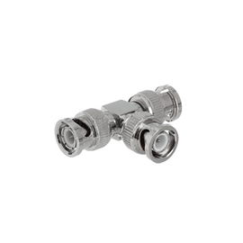 Adaptador de Triple BNC macho para uso en sistemas de CCTV con cables RG-6 / RG-59, Niquel / Oro /Polipropileno. Adaptador de Triple BNC macho para uso en sistemas de CCTV con cables RG-6 / RG-59, Niquel / Oro /Polipropileno.