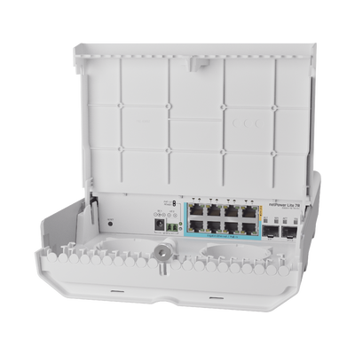 (CSS610-1Gi-7R-2S+OUT) netPower Lite 7R Switch Smart 7 puertos PoE Inverso Gigabit, 2 SFP+ 10G, para exterior