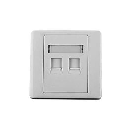 Tapa de pared, salida para dos puertos, con espacio para etiqueta - Blanco Tapa de pared, salida para dos puertos, con espacio para etiqueta - Blanco