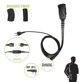 Cable de fibra trenzada serie SNAP compatible con KENWOOD conector de 2 pines para auricular
