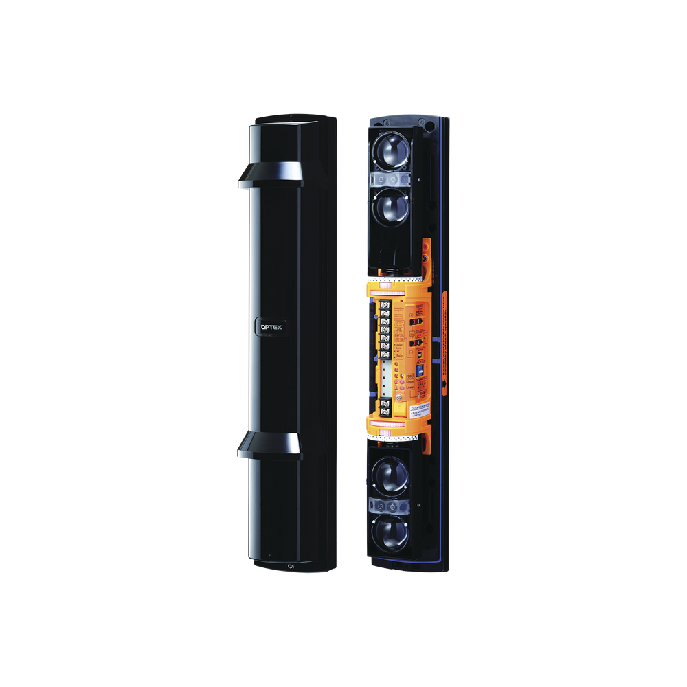 Barrera fotoelectrica de 100 metros 4 rayos  4 canales  doble modulación y control de potencia del rayo