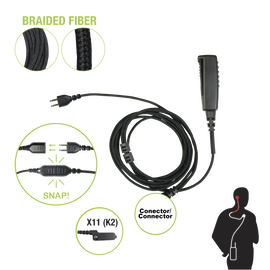 Cable para Micrófono audífono SNAP intercambiable con conector para Radios Kenwood con conector multipin.