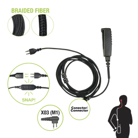 Cable para Micrófono audífono SNAP intercambiable con conector para Radios Hytera  TC500/600/1600 y PD 5.