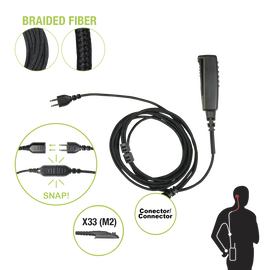 Cable para Micrófono audífono SNAP intercambiable con conector para Radios Motorola con conector multipin.