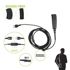 Cable para Micrófono audífono SNAP intercambiable con conector para Radios Motorola (TRBO) SL300 & 7550.