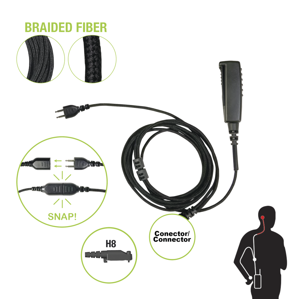 Cable para Micrófono audífono SNAP intercambiable con conector para Radios Hytera X1E/P, Z1P, PD6.