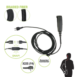 Cable para Micrófono audífono SNAP intercambiable con conector para Radios Vertex VX160/180/210/230/231/350/351/354/400/410/417/420/424/427.