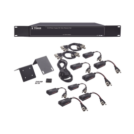 150 metros en 4K,  200 metros en 5 MP,  VIDEO+PODER / 8 Canales / TODO INCLUIDO PARA RACK /  Para transmisión de alimentación ( de 36 Vcd a 12 Vcd) y video (HD-TVI) / 4K / SIN RUIDO / INSTALACIÓN LIMPIA