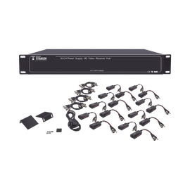 150 metros en 4K , 200 metros en 5MP , VIDEO+PODER / 16 Canales / TODO INCLUIDO PARA RACK /  Para transmisión de alimentación ( de 36 Vcd a 12 Vcd) y video (HD-TVI) / 4K / SIN RUIDO / INSTALACIÓN LIMPIA
