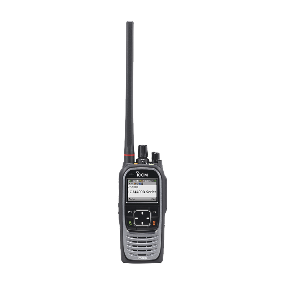 Portable Digital Radio with 1024 Channels, on Range 380-470MHz, Submersible, GPS and Built-in Bluetooth, LCD Color Display. Supplied with Battery, Belt Clip, Charger, and Antenna