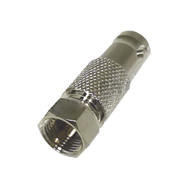 Adaptador en Linea para Video, de Conector BNC Hembra a F Macho, 50 Ohm, Níquel / Oro / Delrin.